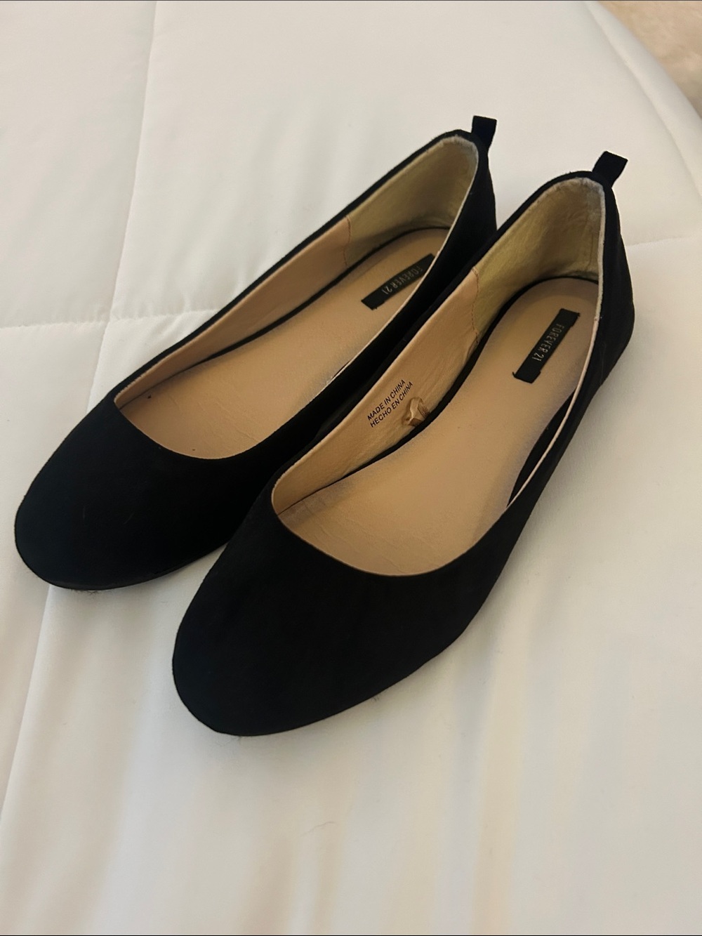 Forever 21 Black Suede-Look Ballet Flats